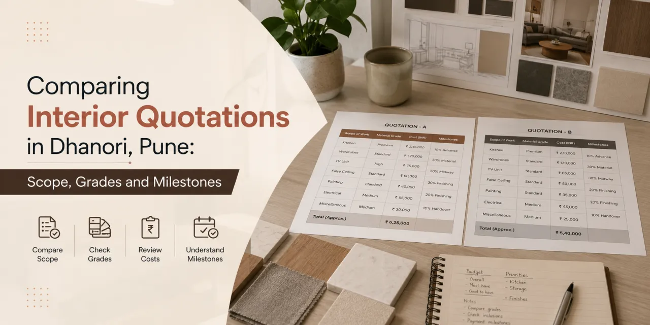 Comparing Interior Quotations in Dhanori, Pune: Scope, Grades and Milestones