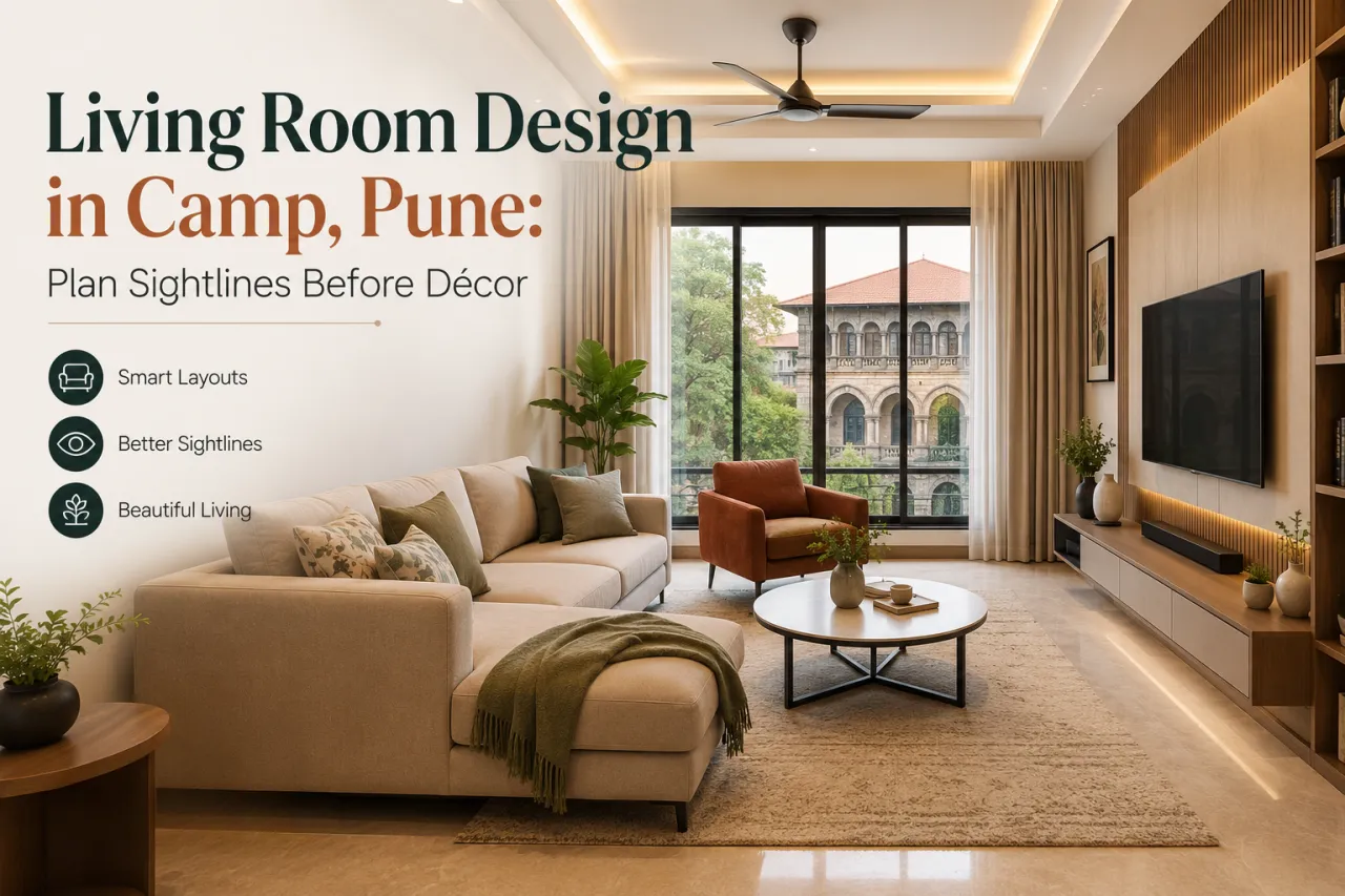Living Room Design in Camp, Pune: Plan Sightlines Before Décor