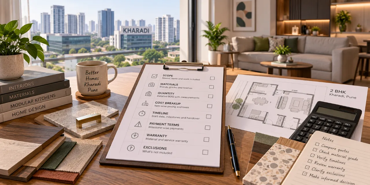 Interior Design Quotation Checklist for Kharadi, Pune Homes