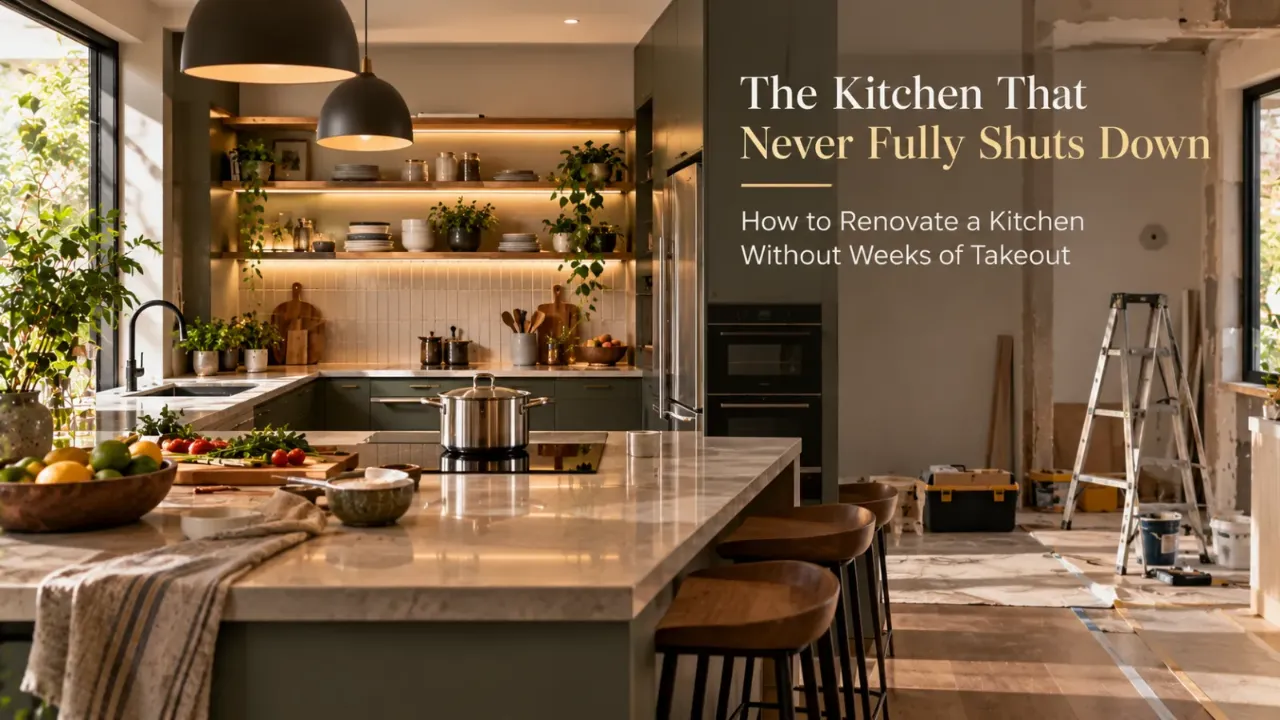 Explore how to renovate a kitchen without weeks of takeout by planning temporary cooking, storage, washing, and food-prep zones before the main kitchen is dismantled. A well-sequenced kitchen renovation can keep essential routines running while construction, dust control, service changes, and installation work move forward. Discover practical ways to create a temporary kitchen setup that makes renovation more manageable without putting everyday life completely on hold.