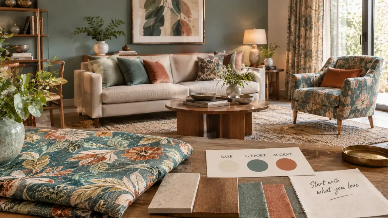 Discover how to design a room around a favourite fabric, using its colours, patterns, and textures as the starting point for a cohesive interior. From upholstery and cushions to curtains, rugs, wall colours, and accent pieces, a single fabric can inspire the room’s entire design palette. Explore practical interior design ideas for creating a personalised, layered, and visually balanced space.