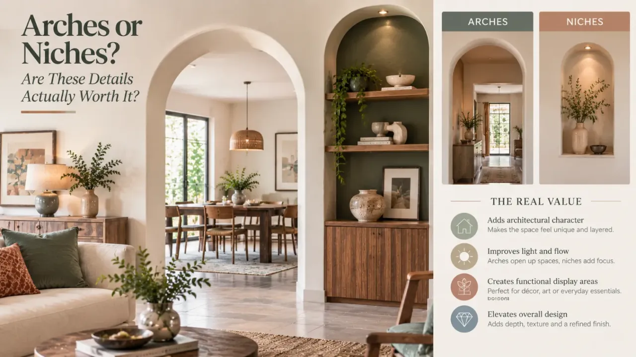 Explore whether arches and niches are actually worth adding to an interior, and how these architectural details can bring character, depth, and purpose to a room. From arched openings and recessed display niches to built-in shelving and feature walls, the right detail can improve visual flow while adding useful space. Discover practical interior design ideas for arches and niches that balance aesthetics, functionality, and long-term value.