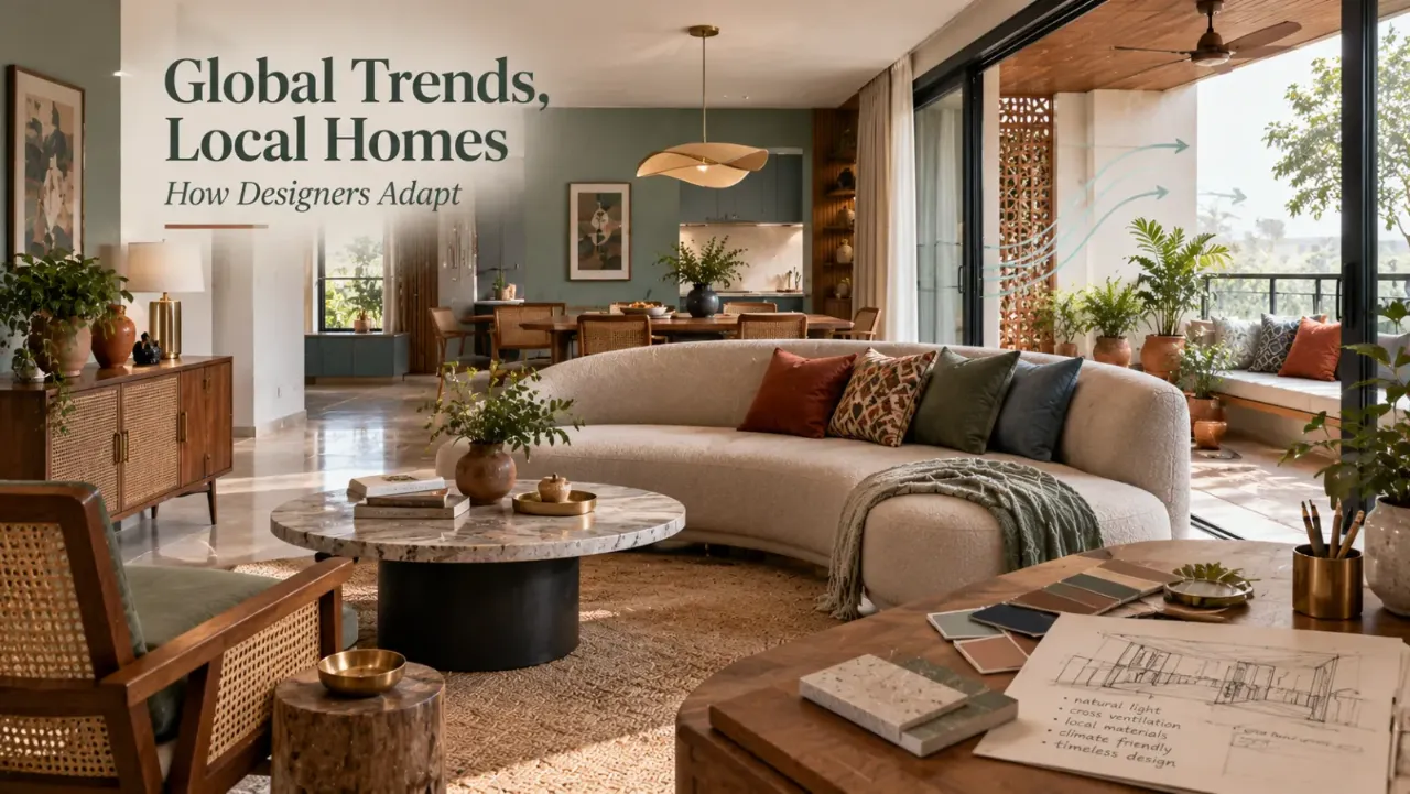 Explore how global interior design trends can be thoughtfully adapted to local homes, rather than copied without considering climate, culture, lifestyle, and everyday needs. From international design influences and contemporary aesthetics to local materials, natural ventilation, regional craftsmanship, and practical layouts, designers can create spaces that feel current yet contextually relevant. Discover how global trends and local design can come together to create homes that are stylish, functional, comfortable, and distinctly personal