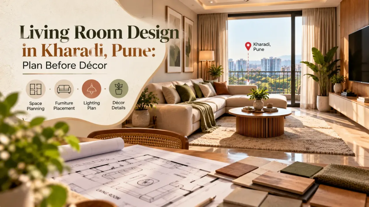 Discover living room design ideas in Kharadi, Pune, with practical guidance on space planning, furniture placement, lighting, and décor selection. Learn how to create a balanced, functional, and inviting living room by planning the layout before choosing decorative elements.