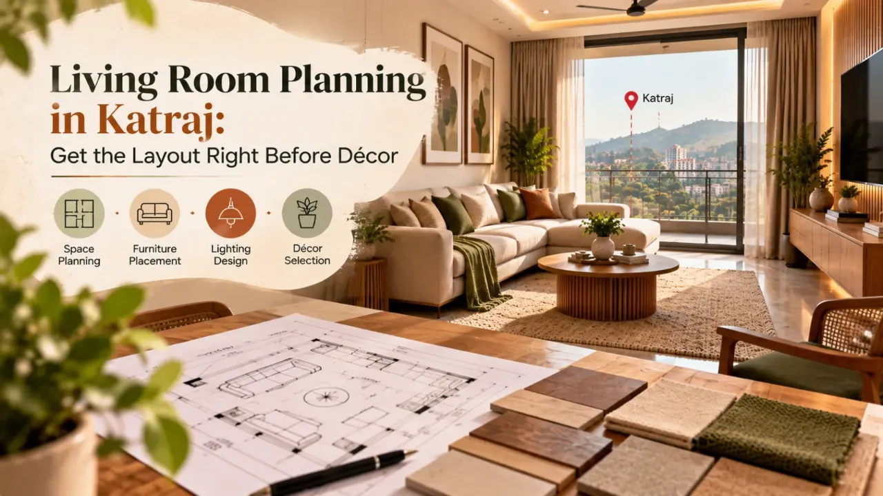Explore living room planning in Katraj with practical ideas for furniture placement, space optimisation, lighting, and décor selection. Learn how to create a functional, comfortable, and visually balanced living room by getting the layout right before choosing decorative elements.