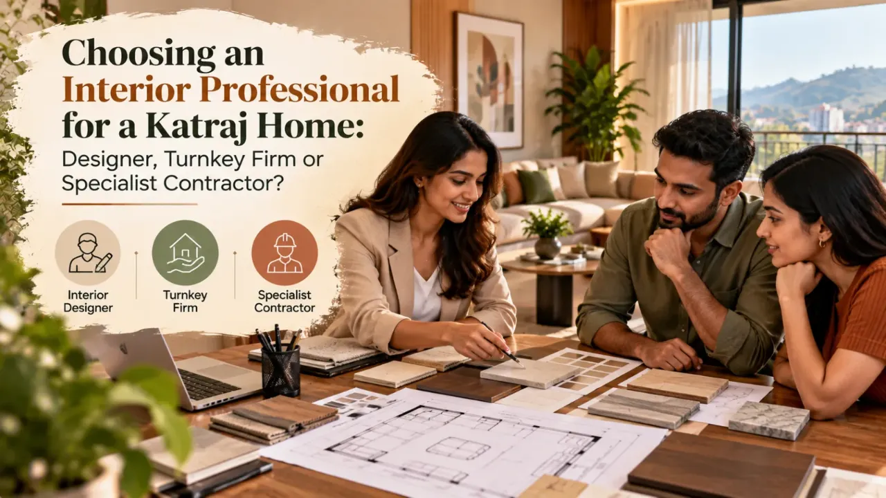 Choosing the right interior professional for a Katraj home starts with understanding the differences between an interior designer, a turnkey firm, and a specialist contractor. Compare their services, project responsibilities, budget considerations, and execution expertise to find the right fit for your home renovation or interior design project.
