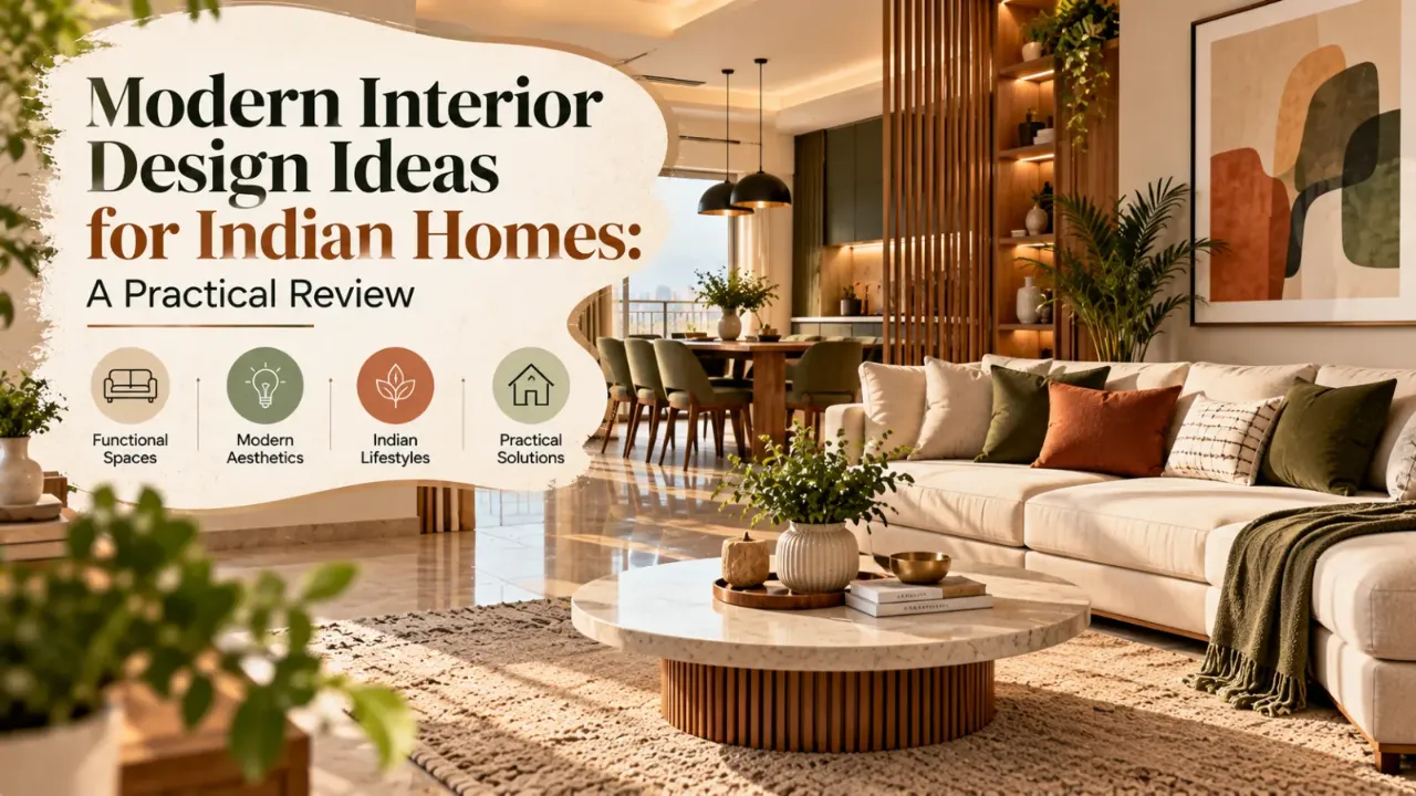 Explore modern interior design ideas for Indian homes with a practical review of functional layouts, contemporary aesthetics, space-saving furniture, and natural materials. Discover how thoughtful design choices, warm colours, and smart storage solutions can create stylish, comfortable, and functional living spaces suited to Indian lifestyles.