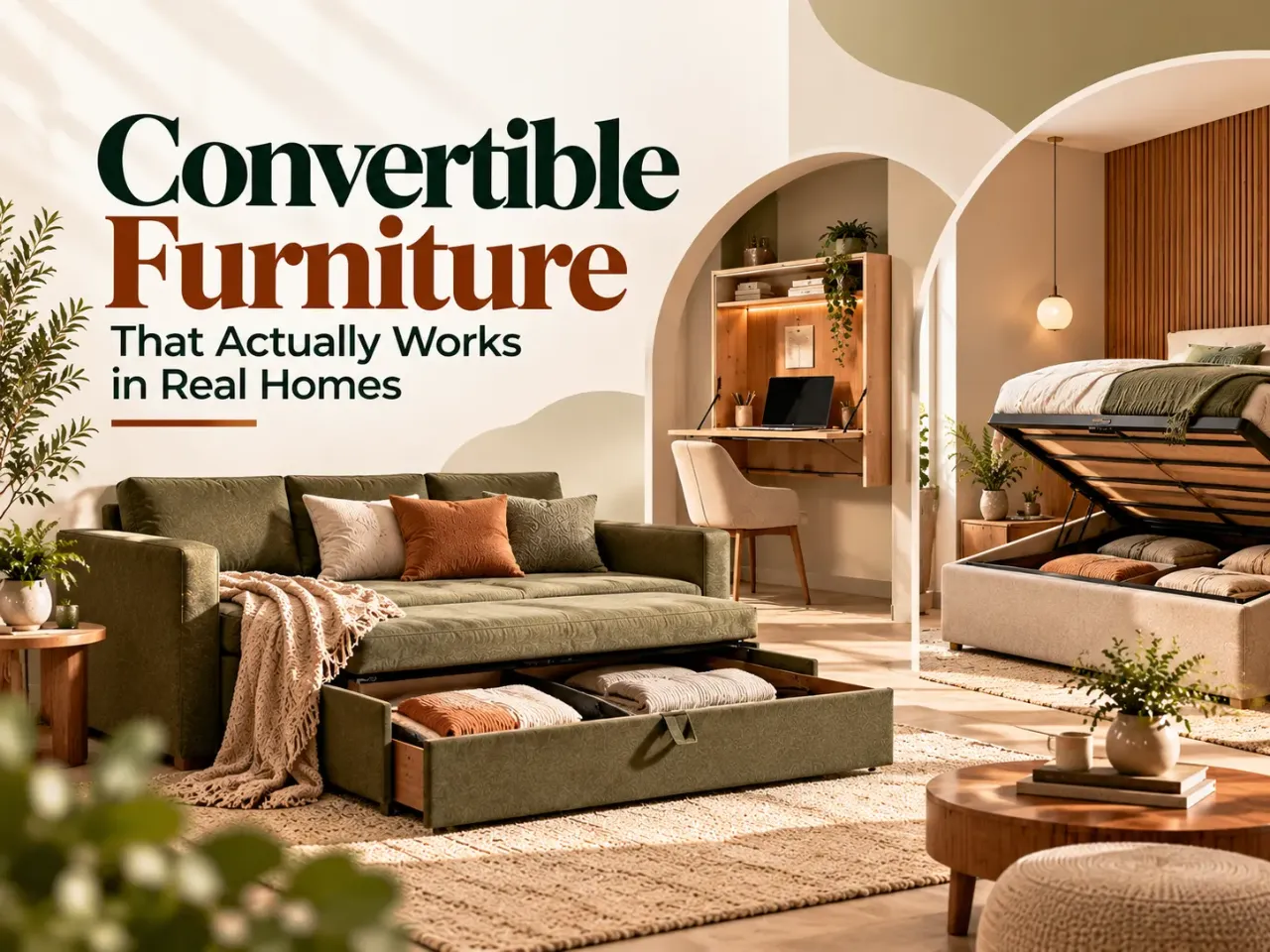 Discover practical convertible furniture ideas for Indian homes, including storage sofa beds, fold-down work desks, Murphy beds, and multifunctional furniture. Learn how space-saving furniture can maximise usable floor space, improve storage, and create flexible, stylish interiors for compact apartments and modern homes.