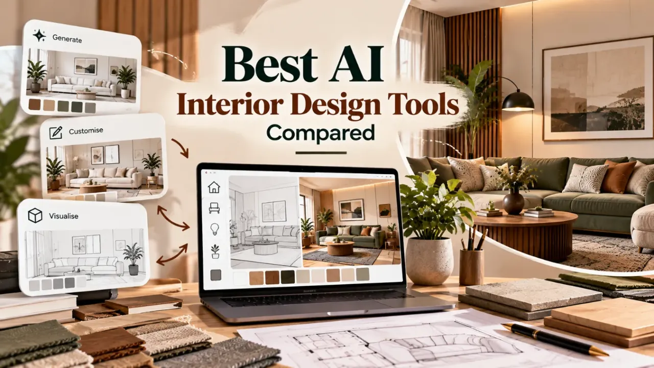 Compare the best AI interior design tools for transforming room photos, generating realistic design concepts, and exploring different layouts, colours, and materials. Discover how these tools support home renovation planning, virtual room makeovers, and faster design visualisation to help you choose the right solution for your needs.
