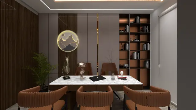Executive Cabin, Contemporary style from Contemporary Real Estate Office Interior in Koregaon Park, Pune in Koregaon Park by Amey Ramchandra Sanas