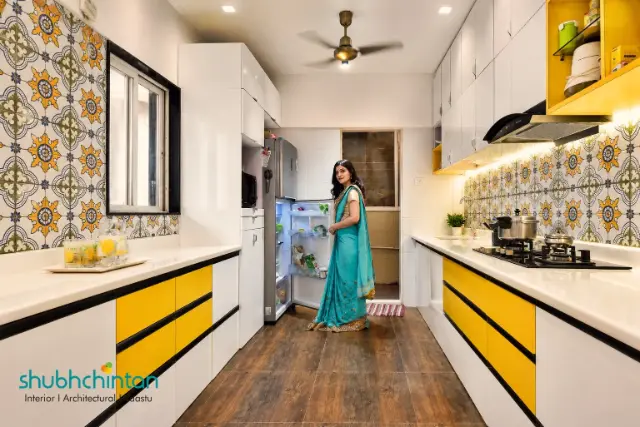 Kitchen, Modern style from 3 BHK Flat Interior Design at Kumar Park Infinia, Pune in Kumar Park Infinia by ID Sanjay Navgire