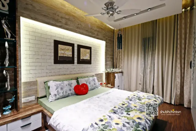 Master Bedroom, Modern style from 3 BHK Flat Interior Design at Kumar Park Infinia, Pune in Kumar Park Infinia by ID Sanjay Navgire