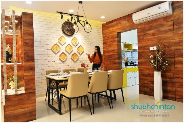 Dining Room, Modern style from 3 BHK Flat Interior Design at Kumar Park Infinia, Pune in Kumar Park Infinia by ID Sanjay Navgire