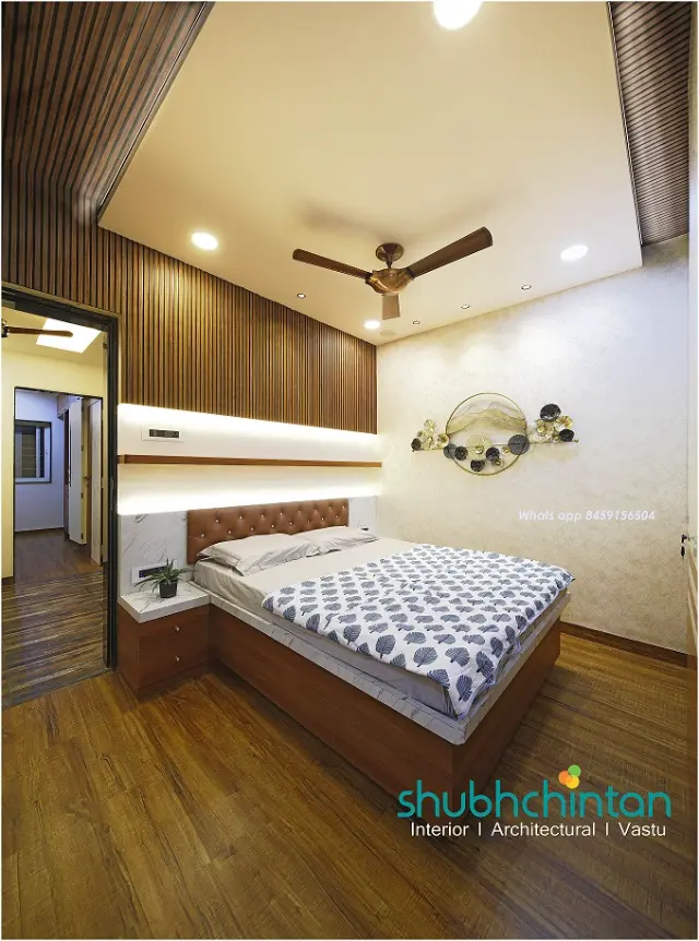 Guest Bedroom, Modern style from 3 BHK Flat Interior Design at Kumar Park Infinia, Pune in Kumar Park Infinia by ID Sanjay Navgire