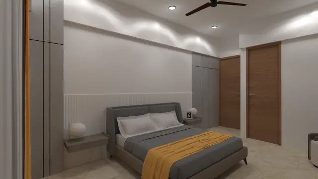 Master Bedroom, Contemporary style from Mondrian-Inspired Contemporary 3 BHK Interior in Talegaon Dabhade in Talegaon Dabhade by Amey Ramchandra Sanas