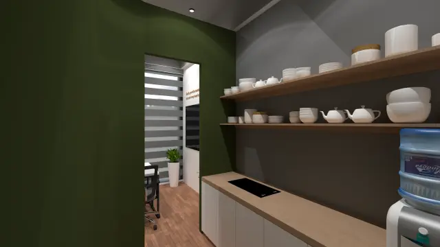 Pantry / Kitchenette, Minimalist style from Honeybee-Inspired Sustainable Office Interior in Chhatrapati Sambhajinagar in Chhatrapati Sambhajinagar by Amey Ramchandra Sanas