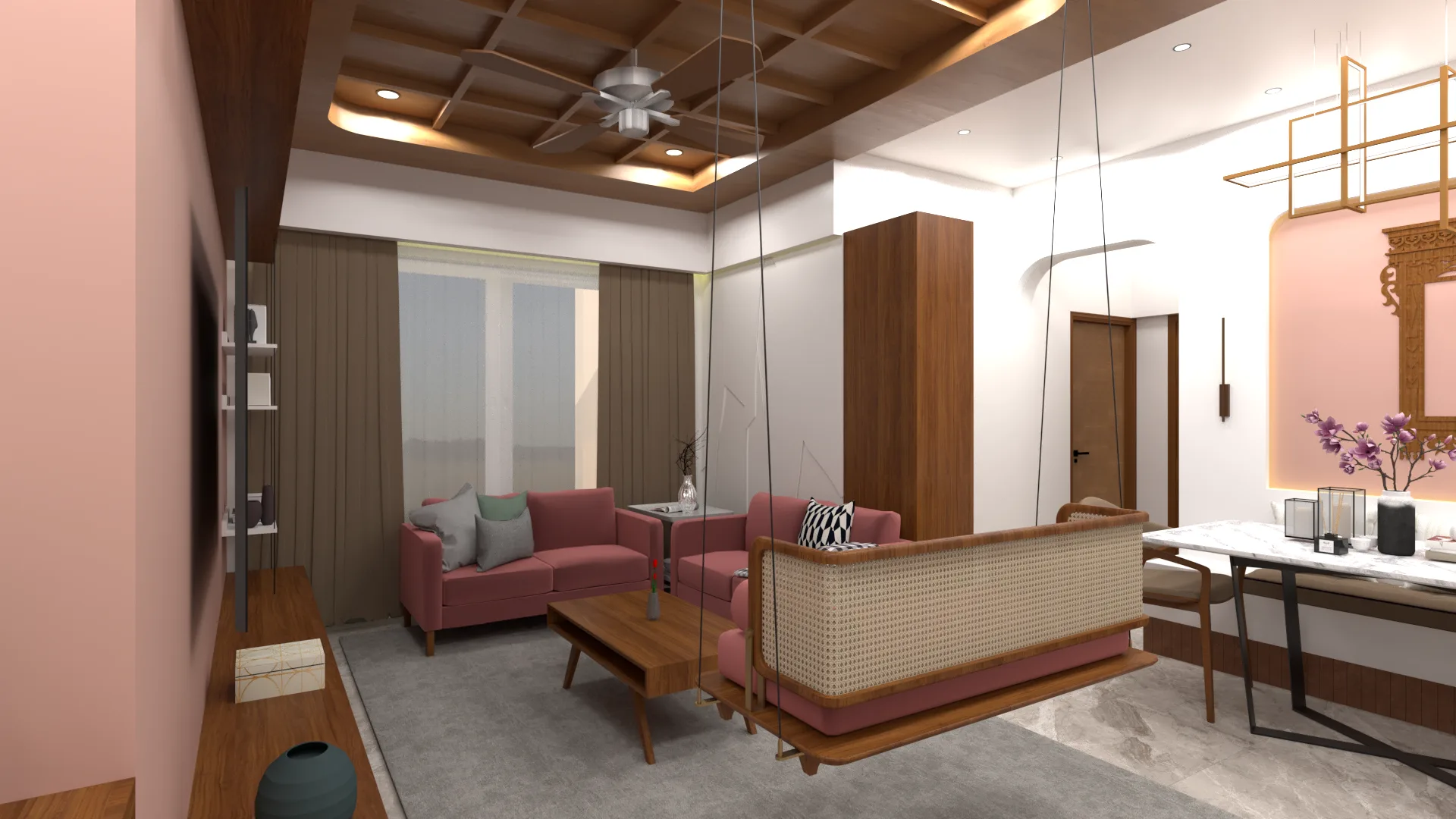 Featured project view, Indian Ethnic style from Modern Indian 2 BHK Interior with Muted Luxury in Kharghar in Kharghar by Amey Ramchandra Sanas