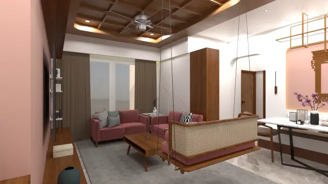 Modern Indian 2 BHK Interior with Muted Luxury in Kharghar project