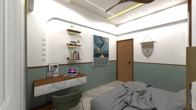 Bedroom, Indian Ethnic style from Modern Indian 2 BHK Interior with Muted Luxury in Kharghar in Kharghar by Amey Ramchandra Sanas