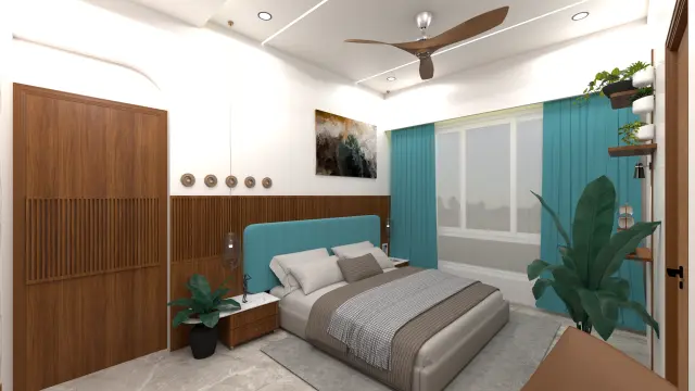 Master Bedroom, Indian Ethnic style from Modern Indian 2 BHK Interior with Muted Luxury in Kharghar in Kharghar by Amey Ramchandra Sanas