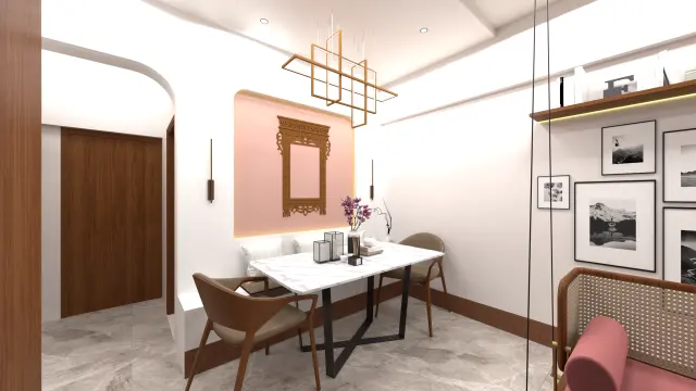 Dining Room, Indian Ethnic style from Modern Indian 2 BHK Interior with Muted Luxury in Kharghar in Kharghar by Amey Ramchandra Sanas