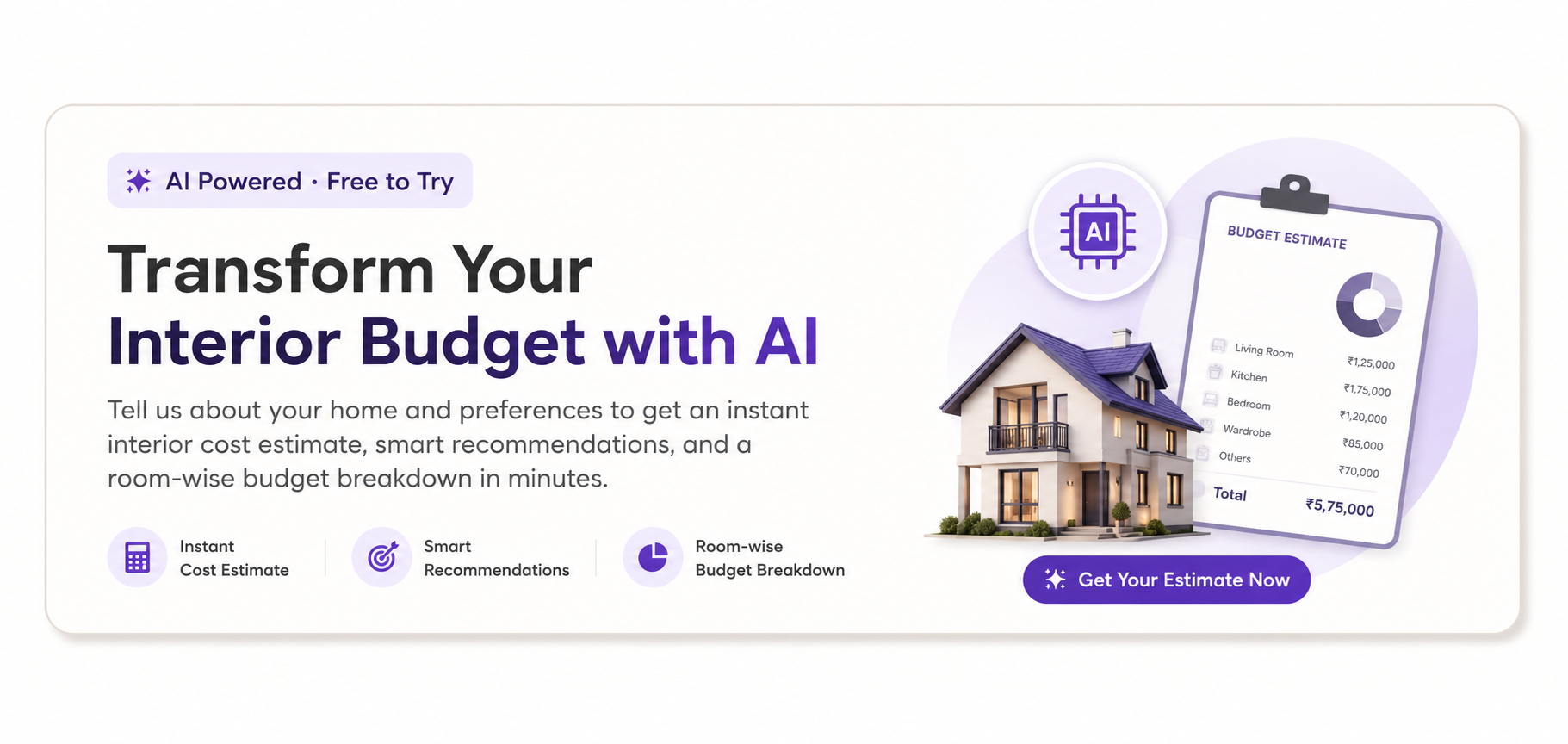 AI interior design cost estimate tool for Indian homes