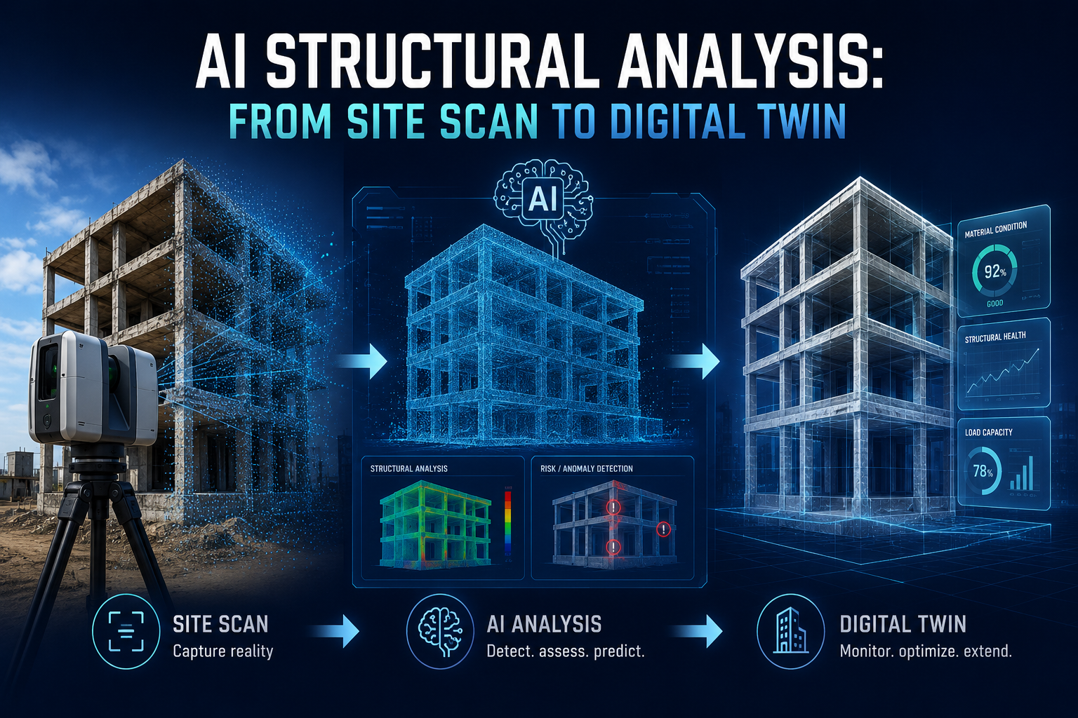 AI-assisted digital model and structural scan for an industrial warehouse conversion