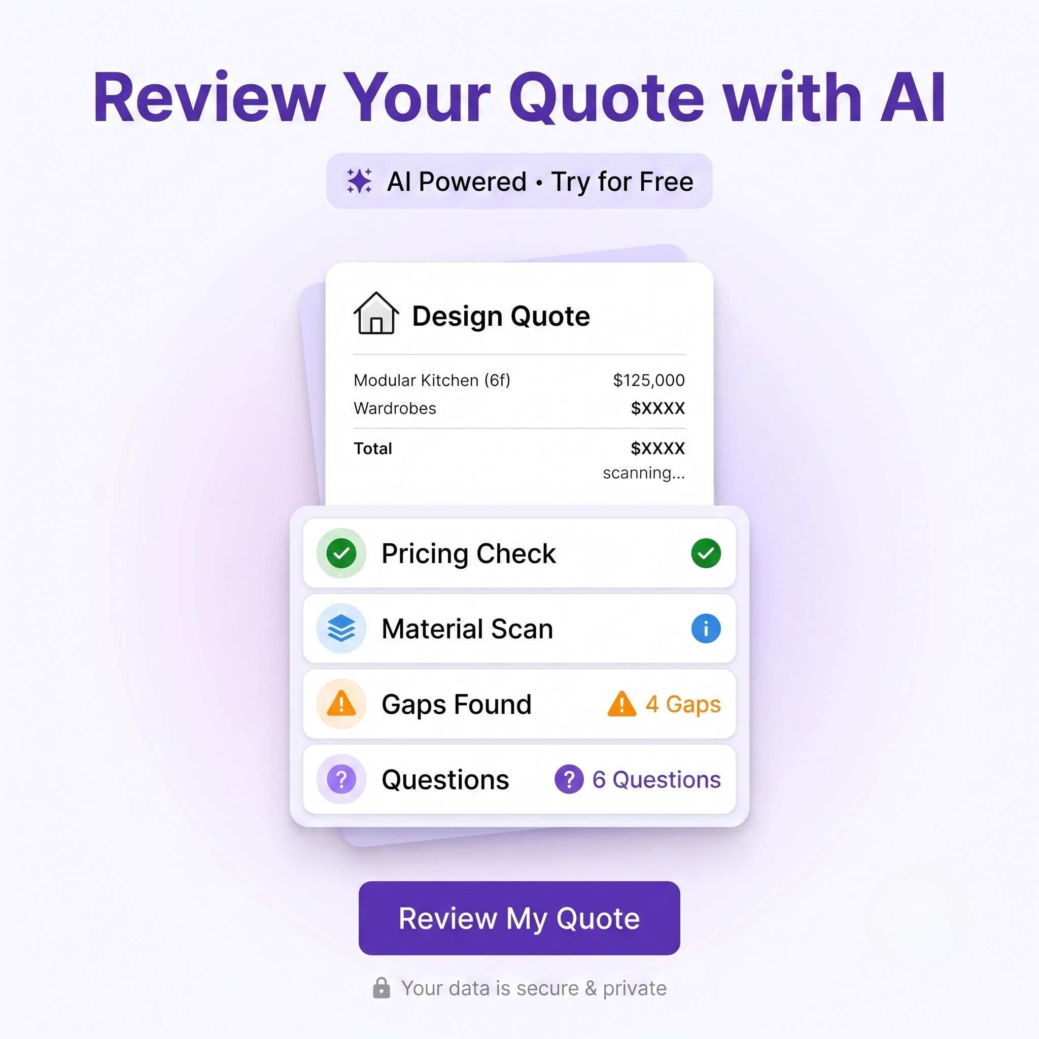 Quotation review concept for the WallsToWonder quotation checker