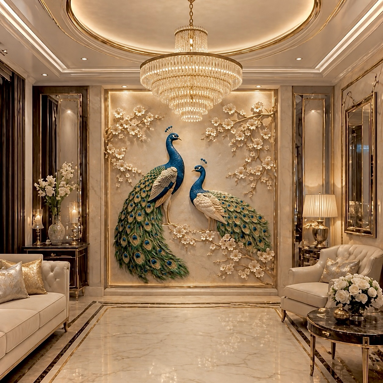 living-room feature walls by Wallpaper Professionals 3D Custom Wallpaper