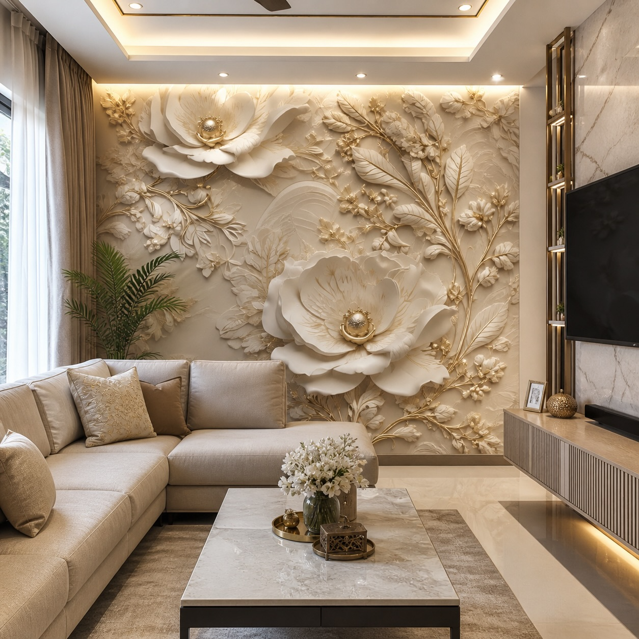 living-room feature walls by Wallpaper Professionals 3D Custom Wallpaper