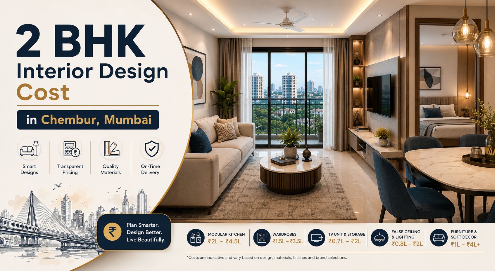 2 BHK Interior Design Cost in Chembur, Mumbai