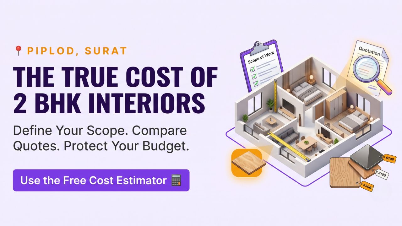 Piplod, Surat 2 BHK Interior Cost: Plan Your Budget Before You Pay