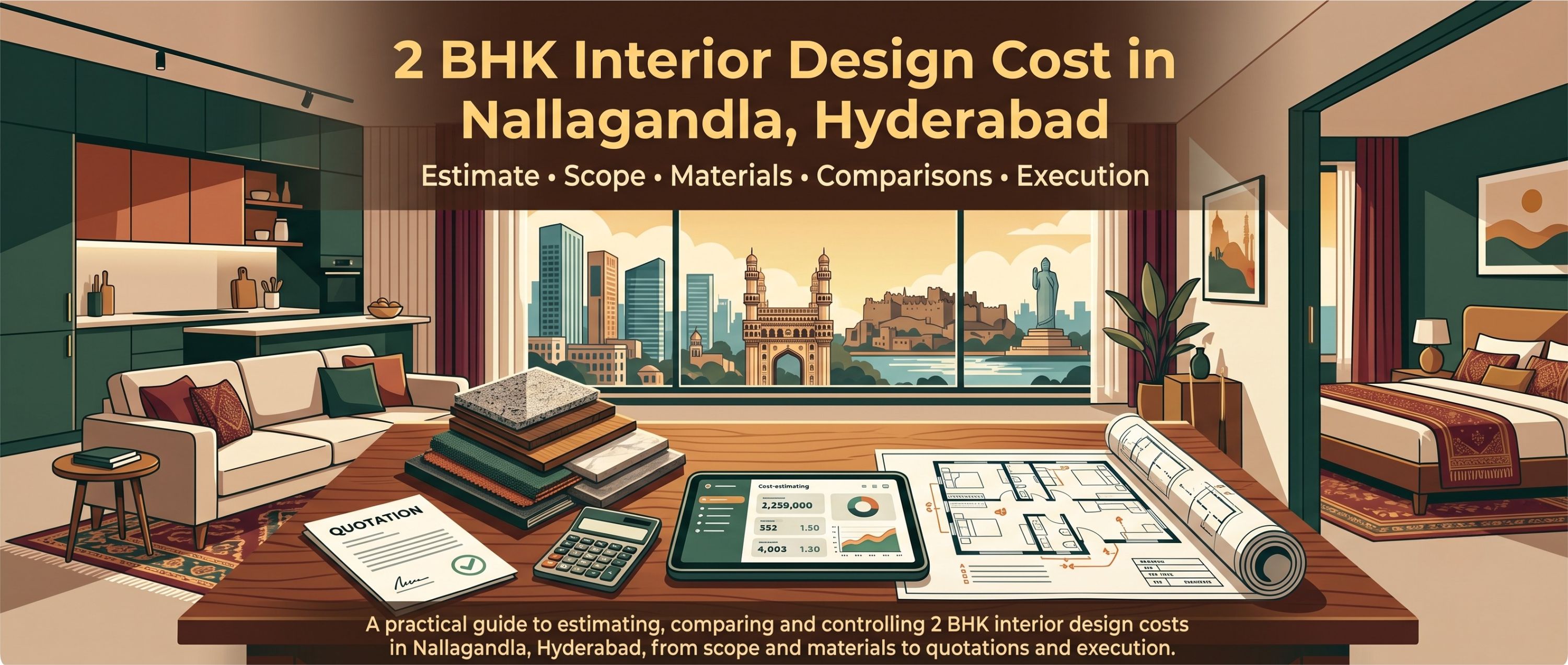 2 BHK Interior Design Cost in Nallagandla, Hyderabad